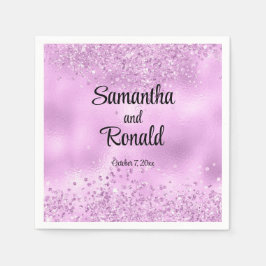 Elegante Imitats Lilac Glitzer and Foil Wedding Serviette