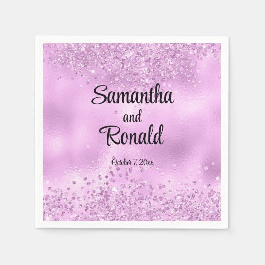 Elegante Imitats Lilac Glitzer and Foil Wedding Serviette (Vorderseite)