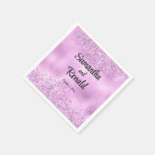 Elegante Imitats Lilac Glitzer and Foil Wedding Serviette (Ecke)