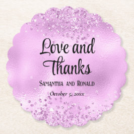 Elegante Imitats Lilac Glitzer and Foil Wedding Untersetzer