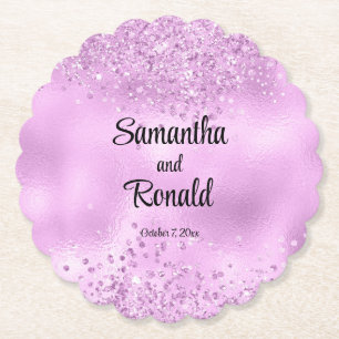 Elegante Imitats Lilac Glitzer and Foil Wedding Untersetzer