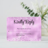 Elegante Imitats Lilac Glitzer Foil Wedding RSVP K (Stehend Vorderseite)