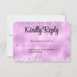 Elegante Imitats Lilac Glitzer Foil Wedding RSVP K