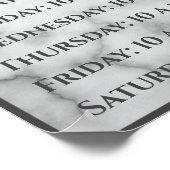 Elegante Imitats Marmorbetriebszeiten Poster (Ecke)