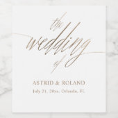 Elegante Imitats Metallic Gold & White Wedding Weinetikett (Einzelnes Label)