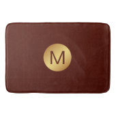 Elegante Imitats Red Leather & Gold Monogram Initi Badematte (Vorderseite)