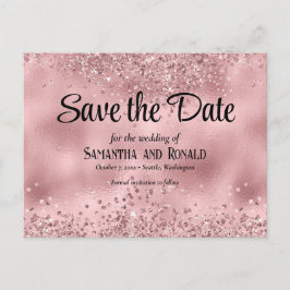 Elegante Imitats Rosa Glitzer und Foil Wedding Ankündigungspostkarte