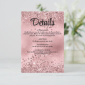 Elegante Imitats Rosa Glitzer und Foil Wedding Det Begleitkarte (Stehend Vorderseite)