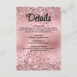 Elegante Imitats Rosa Glitzer und Foil Wedding Det Begleitkarte