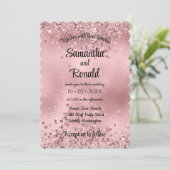 Elegante Imitats Rosa Glitzer und Foil Wedding Einladung (Stehend Vorderseite)