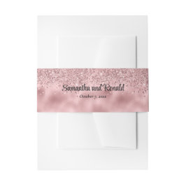 Elegante Imitats Rosa Glitzer und Foil Wedding Einladungsbanderole