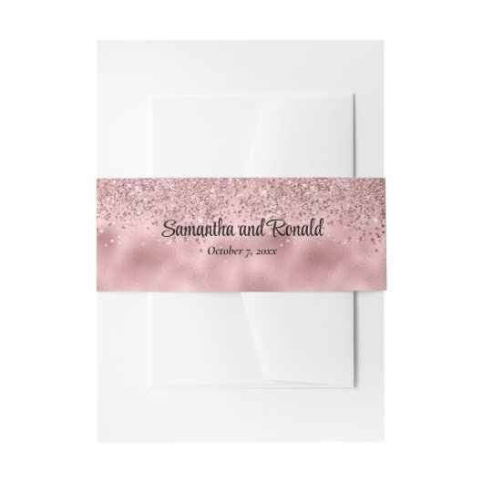 Elegante Imitats Rosa Glitzer und Foil Wedding Einladungsbanderole (Vorderseite Beispiel)