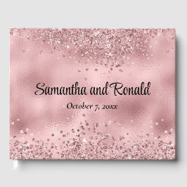 Elegante Imitats Rosa Glitzer und Foil Wedding Gästebuch