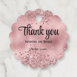 Elegante Imitats Rosa Glitzer und Foil Wedding Geschenkanhänger