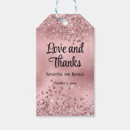 Elegante Imitats Rosa Glitzer und Foil Wedding Geschenkanhänger