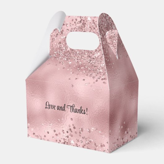 Elegante Imitats Rosa Glitzer und Foil Wedding Geschenkschachtel (Rückseite)