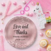 Elegante Imitats Rosa Glitzer und Foil Wedding Pappteller (Party)