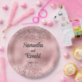 Elegante Imitats Rosa Glitzer und Foil Wedding Pappteller (Party)