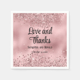Elegante Imitats Rosa Glitzer und Foil Wedding Serviette