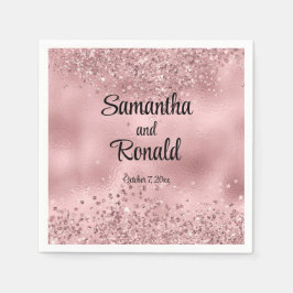 Elegante Imitats Rosa Glitzer und Foil Wedding Serviette