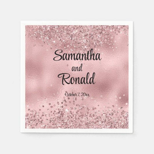 Elegante Imitats Rosa Glitzer und Foil Wedding Serviette (Vorderseite)