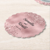 Elegante Imitats Rosa Glitzer und Foil Wedding Untersetzer (angewinkelt)