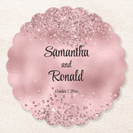 Elegante Imitats Rosa Glitzer und Foil Wedding Untersetzer