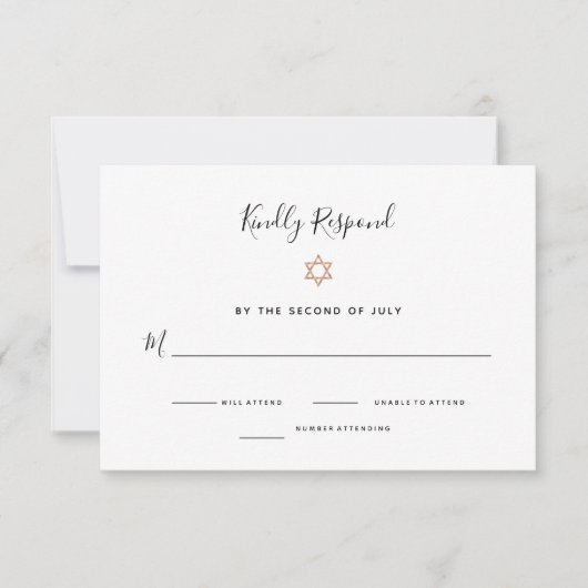 Elegante Imitats Rose | Bat Mitzvah RSVP Karte (Vorderseite)