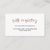 Elegante Imitats Rose Gold | Gift-Registrierung Begleitkarte (Vorderseite)