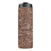 Elegante Imitats Rose Gold Glitzer Mit Monogramm Thermosbecher (Vorderseite)