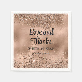 Elegante Imitats Rose Gold Glitzer und Foil Weddin Serviette