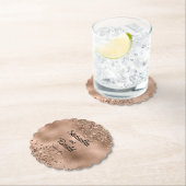 Elegante Imitats Rose Gold Glitzer und Foil Weddin Untersetzer (Vor Ort)