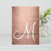 Elegante Imitats Rose Gold Monogram Wedding Einladung (Stehend Vorderseite)