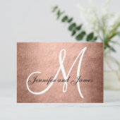 Elegante Imitats Rose Gold Wedding RSVP Card Monog (Stehend Vorderseite)