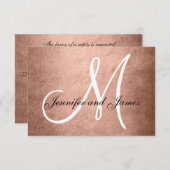 Elegante Imitats Rose Gold Wedding RSVP Card Monog (Vorne/Hinten)