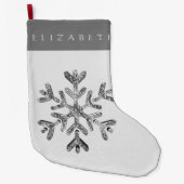 Elegante Imitats Silver Gray Snowflake mit Name Großer Weihnachtsstrumpf (Vorderseite)