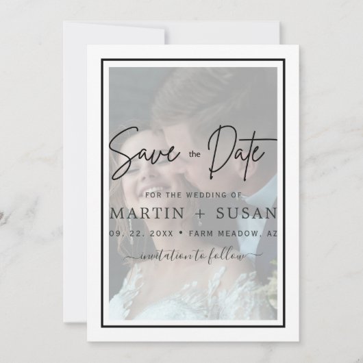 Elegante Imitats Vellum Effekt 2 Foto Frame Weddin Save The Date (Vorderseite)