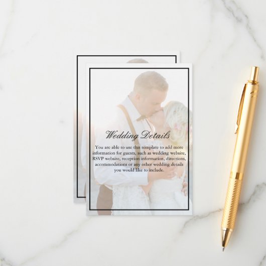 Elegante Imitats Vellum Overlay Foto Unterkünfte Begleitkarte (Vorderseite/Rückseite Beispiel)