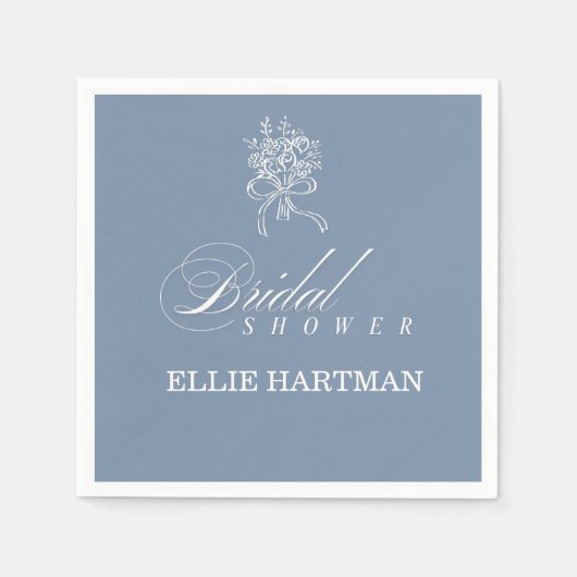 Elegante Immergrün-Wildblumen-Brautstraußdusche Serviette (Vorderseite)