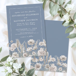 Elegante Immergrün-Wildblumenhochzeit Einladung