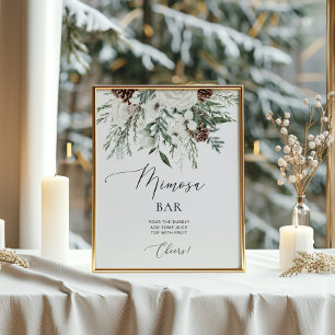 Elegante Immergrün-Winter-Mimosa-Bar-Plakat Poster