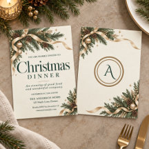 Elegante Immergrüne Goldene Bogen-Weihnachtsdinner