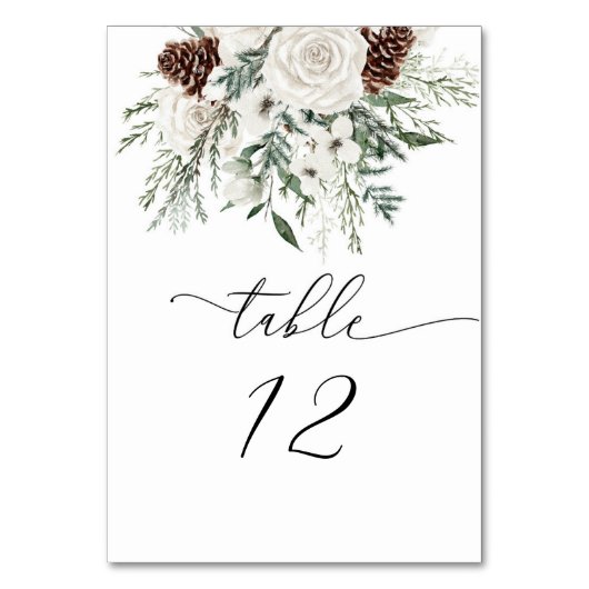 Elegante immergrüne Tischnummer (Rückseite)