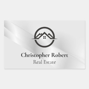 Elegante Immobilien in Silber Rechteckiger Aufkleber