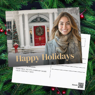 Elegante Immobilienmakler-Foto-Weihnachtskarte Feiertagspostkarte