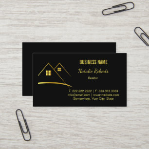 Elegante Immobilienmakler-Geschäfte in Schwarz und Visitenkarte