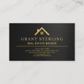 Elegante Immobilienmakler Metallic Schwarz Gold  Visitenkarte (Vorderseite)