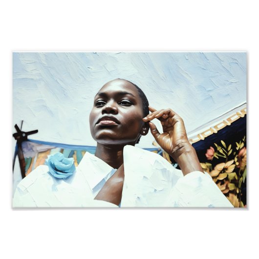 Elegante in Blau Fotodruck (Vorne)