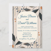 Elegante in Blue & Gold Moderne Hochzeitsfeier Einladung (Vorderseite)