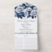 Elegante in Blue Rose Brautparty & Rezept All In One Einladung (Innen Boden)
